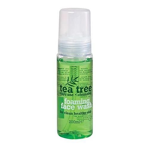 Tea Tree Foaming Face Wash, 200ml bottle with a pump dispenser, featuring a sleek green and white design, ideal for oily and acne-prone skin.