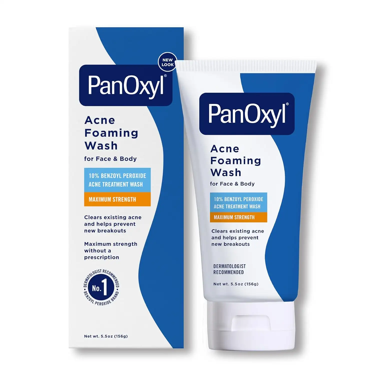 Bottle of PanOxyl Acne Foaming Wash Benzoyl Peroxide 10 % (5.5 oz) set against a white background, showing blue-and-white label and “Maximum Strength” badge—featured image for Skincare Ghana product page promoting powerful benzoyl peroxide acne cleanser.