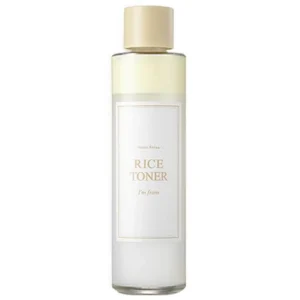 I'm From Rice Toner 150ml bottle on a white background, featuring minimalist packaging with a beige cap and label, showcasing its clean and natural aesthetic.